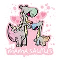 Cartoon Mamasaurus  for shirt design Royalty Free Stock Photo