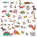 Cartoon Mammal and beast animals set vector