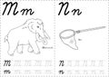 Cartoon mammoth and net.