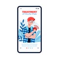 Cartoon man with acute shoulder pain - health app onboarding banner