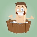 Cartoon man is bathing