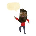 cartoon man with beard laughing and pointing with speech bubble Royalty Free Stock Photo