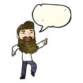 cartoon man with beard laughing and pointing with speech bubble Royalty Free Stock Photo