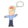 cartoon man with brain with thought bubble