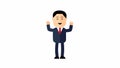 A cartoon man in a business suit expresses joy. Vector cartoon of a happy businessman. animation