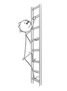 Cartoon of Man or Businessman Climbing Up Ladder