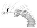 Cartoon of Man or Businessman Falling From Pile of Coins