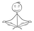 Cartoon of Man or Businessman in Yoga Lotus Position for Relaxation and Meditation