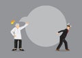 Cartoon Man Carrying Huge Speech Bubble of His Mom on His Back Vector Illustration