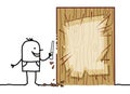 Cartoon Man Carving a Wood Blank Board