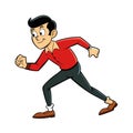 Cartoon man character in a dynamic running or walking pose Royalty Free Stock Photo