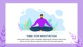 Cartoon Man Sit Lotus Position Meditation Time Royalty Free Stock Photo