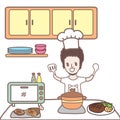 Cartoon man cooking