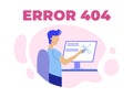 Cartoon Man Correcting Computer Error 404 Poster