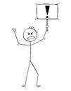 Cartoon of Man Demonstrating With Exclamation Mark Symbol Sign Royalty Free Stock Photo