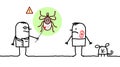 Cartoon man and doctor, ticks and Lyme disease