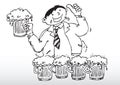 Cartoon man drinking beer