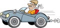 Cartoon man driving a sports car. Royalty Free Stock Photo