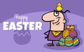 cartoon man with Easter chick hatched from egg