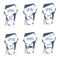 Cartoon man face emoticon set Royalty Free Stock Photo