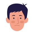 Cartoon man face with sad expression, colorful design Royalty Free Stock Photo
