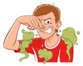 Cartoon man feeling bad smell Royalty Free Stock Photo