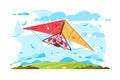 Cartoon man flying on hang glider poster