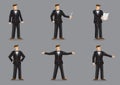 Cartoon Man in Formal Black Suit Vector Character Illustration