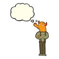 cartoon man with fox head with thought bubble