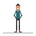 A cartoon man. Fun guy in flat style on white background. Vector Royalty Free Stock Photo