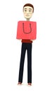 Cartoon man with giftbag Royalty Free Stock Photo