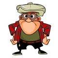 Cartoon man with glasses and cap, pose with arms akimbo Royalty Free Stock Photo