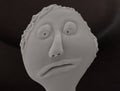 Cartoon man gray sad disappointment face 3d illustration