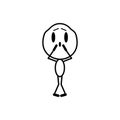 Cartoon man in grief and fear. Cartoon character. Vector line illustration on a white background.