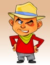 Cartoon man in a hat standing with hands on hips and winking slyly Royalty Free Stock Photo