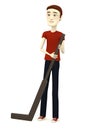 Cartoon man with hockeystick Royalty Free Stock Photo