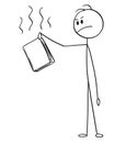Cartoon of Man Holding Book With Revulsion or Disgust