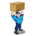 Cartoon man holding a box