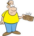 Cartoon man holding an empty wallet. Royalty Free Stock Photo