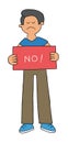 Cartoon man holding NO sign, svector illustration Royalty Free Stock Photo