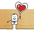 Cartoon man holding up a big red heart Royalty Free Stock Photo