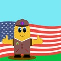 Cartoon man invites to America