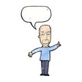 cartoon man issuing stern warning with speech bubble Royalty Free Stock Photo