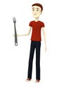 Cartoon man with kitchen untensil Royalty Free Stock Photo