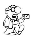 Cartoon man with letter Royalty Free Stock Photo