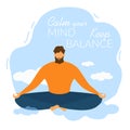 Cartoon Man Meditate Calm your Mind Keep Balance Royalty Free Stock Photo