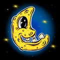 Cartoon Man in the Moon Lunar Character Very Funny Vector Illustration