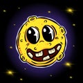 Cartoon Man in the Moon Lunar Character Very Funny Vector Illustration