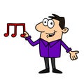Cartoon man with music notes vector illustration Royalty Free Stock Photo