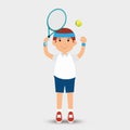 Cartoon man player tennis racket ball Royalty Free Stock Photo